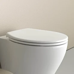 Bernstein Abattant WC plastique Lunette WC moderne, Cuvette toilette fermeture douceur pour enfant + adulte, Blanc, 44,6x37,1x5,2cm, U2004* Abattant Wc