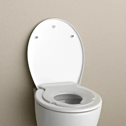 Bernstein Abattant WC plastique Lunette WC moderne, Cuvette toilette fermeture douceur pour enfant + adulte, Blanc, 44,6x37,1x5,2cm, U2004* Abattant Wc