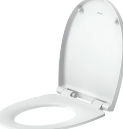 Duravit Abattant WC plastique Ovale Blanc, Lunette toilettes universel à frein de chute / fermeture amortie - 37x43,3x4,8cm - Univavo