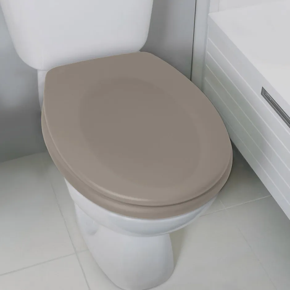 Spirella Abattant wc Thermo dur avec frein de chute NEELA Taupe mat Charnières ABS Chromé