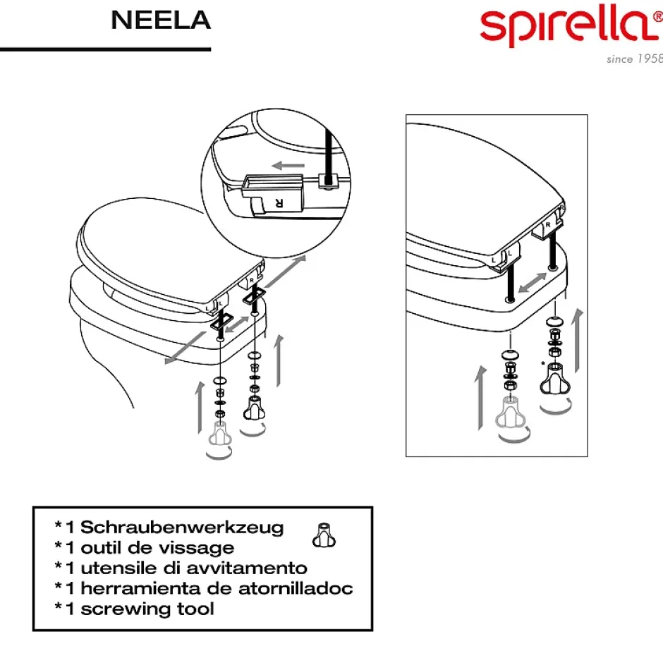 Spirella Abattant wc Thermo dur avec frein de chute NEELA Pêche Charnières ABS Chromé* Abattant Wc