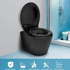 Todot Abattant WC Déclipsable forme Ovale avec Frein de Chute et Charnière Réglable - Noir* Abattant Wc