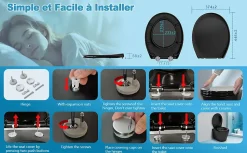 Todot Abattant WC Déclipsable forme Ovale avec Frein de Chute et Charnière Réglable - Noir* Abattant Wc