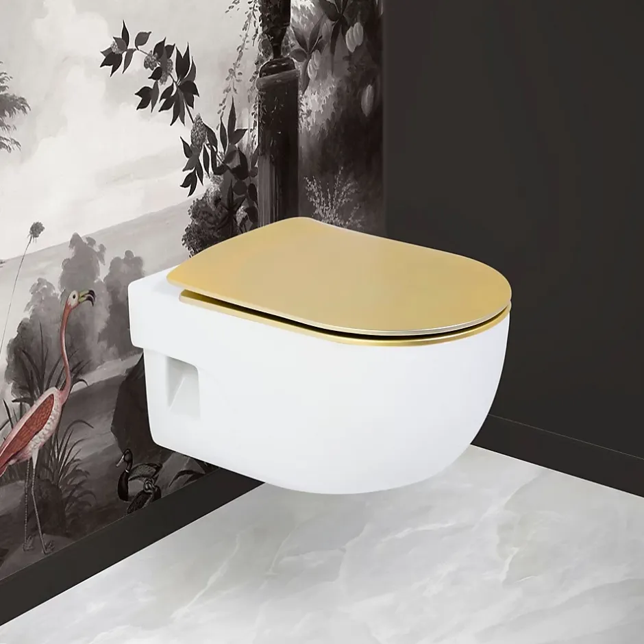 Olfa Abattant wood slim déclipsable - Effet métal précieux (48x36.5 cm - Doré)* Abattant Wc