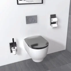 Olfa Abattant wood slim déclipsable - Effet métal précieux (48x36.5 cm - Gris anthracite)* Abattant Wc