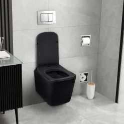 Balneo Abbatant WC frein de chute duroplast noir, kit de montage - Luga