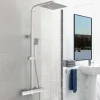 AICA Sanitaire AICA colonne de douche thermostatique avec pomme de douche 10", hauteur réglable 76-118 cm* Colonne De Douche Thermostatique