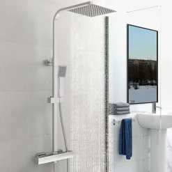 AICA Sanitaire AICA colonne de douche thermostatique avec pomme de douche 10", hauteur réglable 76-118 cm* Colonne De Douche Thermostatique