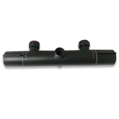 AICA Sanitaire AICA Colonne de douche thermostatique noire mate, avec douche de tête ronde et douchette à main réglable en plusieurs modes