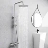 AICA Sanitaire AICA colonne de douche thermostatique avec douche de tête ronde de 250 mm, douchette à main 3 fonctions, hauteur réglable* Colonne De Douche Thermostatique