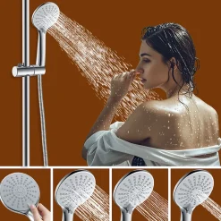 AICA Sanitaire AICA colonne de douche thermostatique avec douche de tête ronde de 250 mm, douchette à main 3 fonctions, hauteur réglable* Colonne De Douche Thermostatique