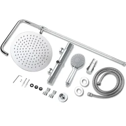 AICA Sanitaire AICA colonne de douche thermostatique avec douche de tête ronde de 250 mm, douchette à main 3 fonctions, hauteur réglable* Colonne De Douche Thermostatique