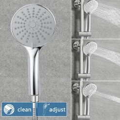 AICA Sanitaire AICA colonne de douche thermostatique avec douche de tête ronde de 200 mm, douchette à main 3 fonctions, hauteur réglable
