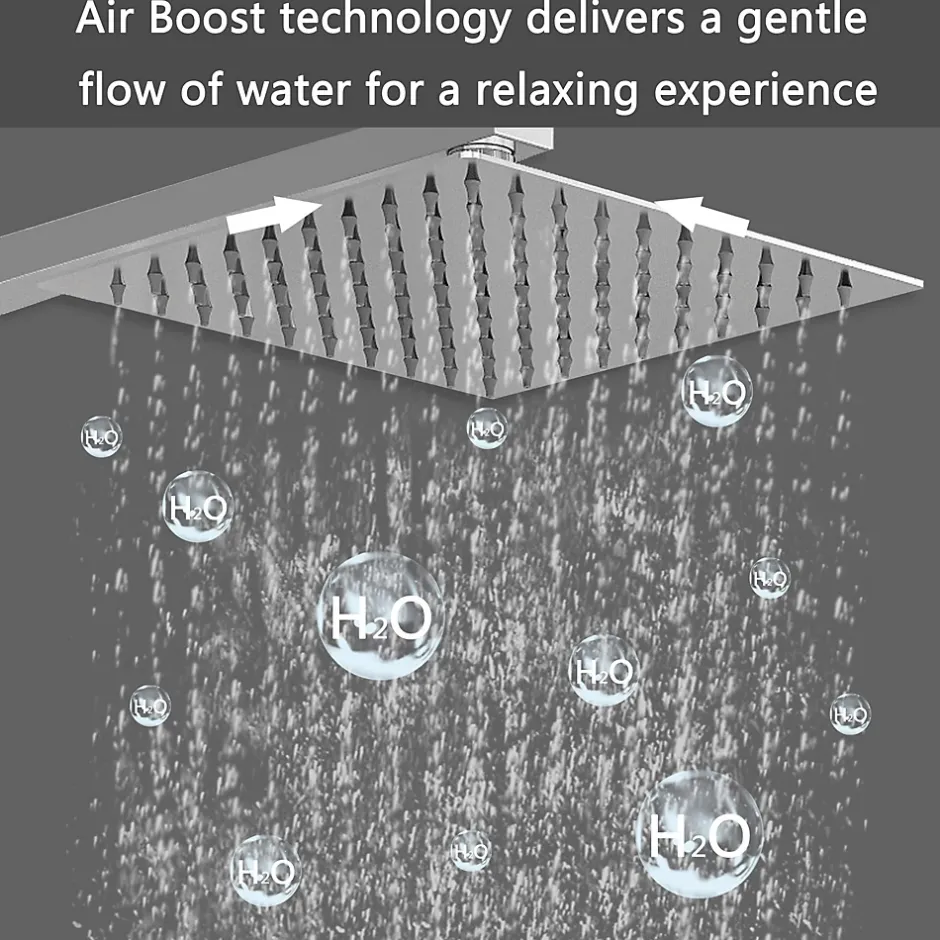 AICA Sanitaire AICA colonne de douche thermostatique avec pomme de tête,Carré, douchette et flexible,effet chromé