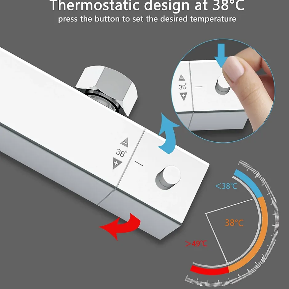 AICA Sanitaire AICA colonne de douche thermostatique avec pomme de tête,Carré, douchette et flexible,effet chromé