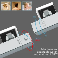 AICA Sanitaire AICA colonne de douche thermostatique avec pomme de tête,Carré, douchette et flexible,effet chromé