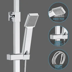 AICA Sanitaire AICA colonne de douche thermostatique avec pomme de tête,Carré, douchette et flexible,effet chromé