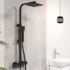 AICA Sanitaire AICA colonne de douche thermostatique avec pomme de tête, douchette et flexible,noir mat, Carré* Colonne De Douche Thermostatique
