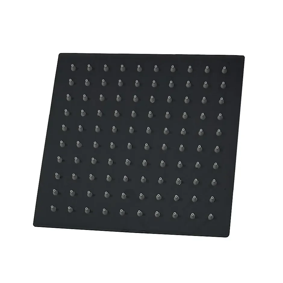 AICA Sanitaire AICA colonne de douche thermostatique avec pomme de tête, douchette et flexible,noir mat, Carré* Colonne De Douche Thermostatique