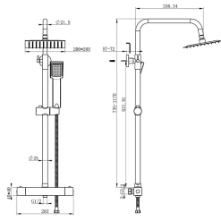 AICA Sanitaire AICA Colonne de douche thermostatique, Acier inoxydable Pomme 200mm+Douchette 3 jets, Chromé* Colonne De Douche Thermostatique