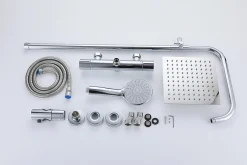 AICA Sanitaire AICA colonne de douche thermostatique en laiton, douche de tête carrée, 3 jets* Colonne De Douche Thermostatique