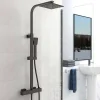 AICA Sanitaire AICA colonne de douche thermostatique noir mat avec douche de tête carrée 20X20cm, réglable en hauteur 730-1150mm