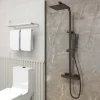 AICA Sanitaire AICA colonne de douche thermostatique 200mm, kit carré noir
