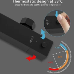AICA Sanitaire AICA colonne de douche thermostatique 200mm, kit carré noir
