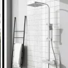 AICA Sanitaire AICA colonne de douche thermostatique avec pomme de tête, douchette et flexible,effet chromé