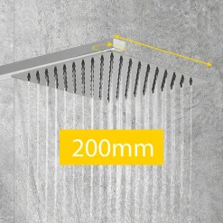 AICA Sanitaire AICA colonne de douche thermostatique noir mat avec douche de tête carrée 20X20cm, réglable en hauteur 730-1150mm