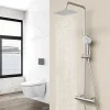 AICA Sanitaire AICA colonne de douche thermostatique en laiton, douche de tête carrée, 3 jets* Colonne De Douche Thermostatique