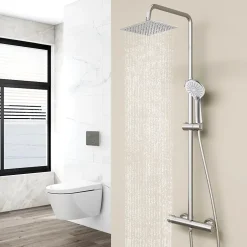 AICA Sanitaire AICA colonne de douche thermostatique en laiton, douche de tête carrée, 3 jets* Colonne De Douche Thermostatique