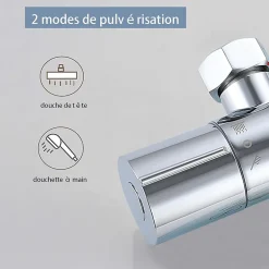 AICA Sanitaire AICA colonne de douche thermostatique en laiton, douche de tête carrée, 3 jets* Colonne De Douche Thermostatique