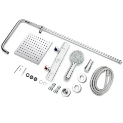 AICA Sanitaire AICA colonne de douche thermostatique en laiton, douche de tête carrée, 3 jets* Colonne De Douche Thermostatique