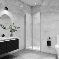 AICA Sanitaire AICA porte de douche battante 80x180cm profilé blanc en 5mm verre anticalcaire Hauteur 180cm Installation en niche
