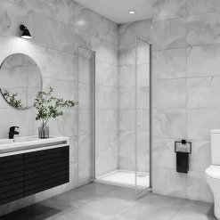 AICA Sanitaire AICA porte de douche battante 80x180cm profilé blanc en 5mm verre anticalcaire Hauteur 180cm Installation en niche