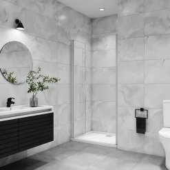 AICA Sanitaire AICA porte de douche battante 80x180cm profilé blanc en 5mm verre anticalcaire Hauteur 180cm Installation en niche