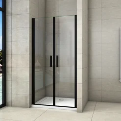AICA Sanitaire Aica Porte De Douche Battante Noir Mat 80x200cm En 8mm Verre Anticalcaire* Porte De Douche