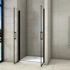 AICA Sanitaire Aica Porte De Douche Battante Noir Mat 80x200cm En 8mm Verre Anticalcaire* Porte De Douche