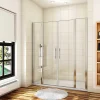 AICA Sanitaire Aica Porte De Douche Battante 150x197cm Porte Battante Avec 2 éléments Fixes En 6mm Verre Anticalcaire* Porte De Douche