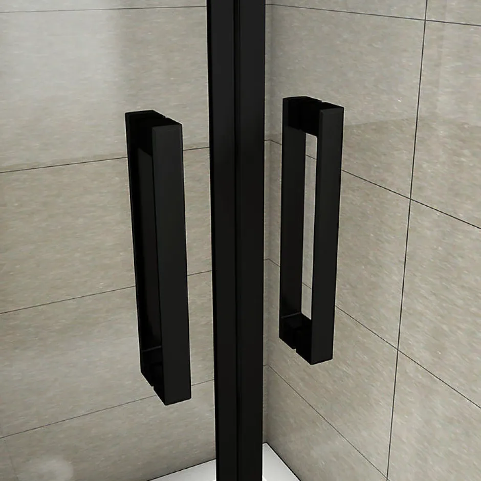 AICA Sanitaire Aica Porte De Douche Battante Noir Mat 90x200cm En 8mm Verre Anticalcaire* Porte De Douche