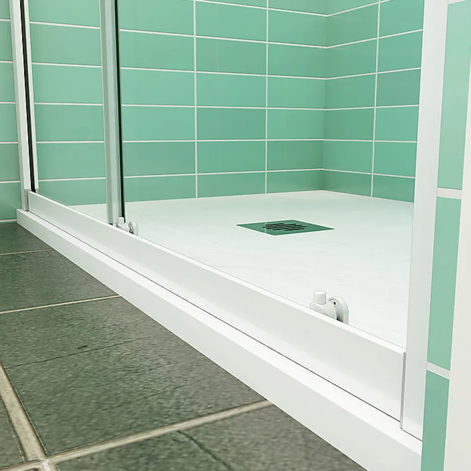AICA Sanitaire Aica Porte De Douche Coulissante 100x190cm Profilé Blanc Installation En Niche