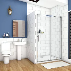 AICA Sanitaire Aica Porte De Douche Coulissante 140x190cm Transparente Chromé* Porte De Douche