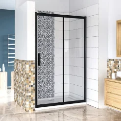 AICA Sanitaire Aica Porte De Douche Noir Mat 160x195cm Porte De Douche Avec L'amortisseur Porte Coulissante En 8mm Verre Anticalcaire* Porte De Douche