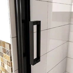 AICA Sanitaire Aica Porte De Douche Noir Mat 160x195cm Porte De Douche Avec L'amortisseur Porte Coulissante En 8mm Verre Anticalcaire* Porte De Douche