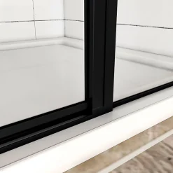 AICA Sanitaire Aica porte de douche pivotante 120x185cm noir mat en 6mm verre anticalcaire installation en niche