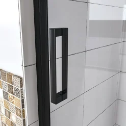 AICA Sanitaire Aica porte de douche pivotante 120x185cm noir mat en 6mm verre anticalcaire installation en niche
