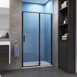 AICA Sanitaire Aica porte de douche pivotante 120cm en 6mm verre anticalcaire Installation en niche porte de douche noire Hauteur 185cm* Porte De Douche
