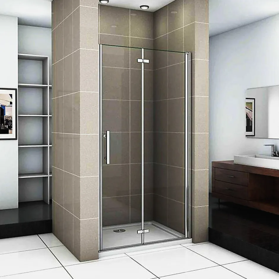 AICA Sanitaire Aica Porte De Douche Pivotante Et Pliante 76cm Verre Trempé Anticalcaire Hauteur 185cm