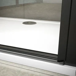 AICA Sanitaire Aica Porte De Douche Pivotante Noir Mat 80x200cm En 8mm Verre Anticalcaire